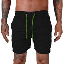 Short Masculino Moda Praia Liso Cordao Neon