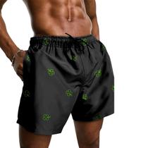 Short Masculino Praia Bermuda Tactel Trevo Confortável Moda Verão