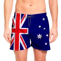 Short Masculino Praia Curto Estampa Bandeira Austrália Copa