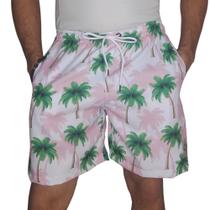 Short Masculino Tactel Estampado Coqueiros Conforto Verão