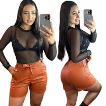 Short material sintético Laço Cintura Alta Short material sintético Laço Cintura Alta