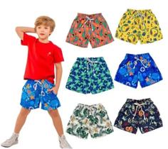 Short Mauricinho Tactel Infantil Bermuda Menino Estampado