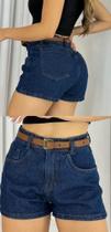 Short médio jeans cintura alta adulto feminino tamanho 38 algodão com elastano