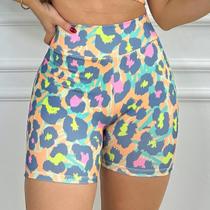 Short meia coxa básico tl animal print neon Short meia coxa básico tl animal print neon