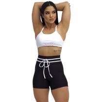 Short Meia Coxa Com Viés Bermuda Fitness Academia Feminino