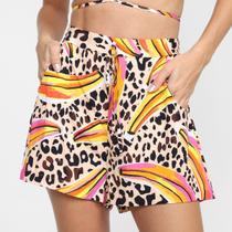 Short Mercatto Estampado Cintura Alta Feminino