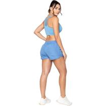 Short Microfibra Feminino 100 Poliéster Azul Riviera M - basic+