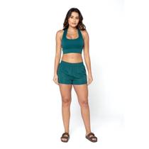 Short microfibra feminino basic + verde escuro gg - 100 poliéster - sem forro - tecido plano - basi