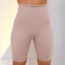 Short Modelador Cós Alto com Compressão Média e Barbatanas Laterais