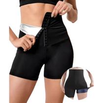 Short Modelador Efeito Sauna Cintura Alta Redução de Medidas, Mais Suor e Definição da Silhueta Confortável para Treino e Uso Diário