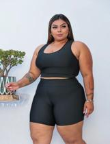 Short Modelador Plus Size Meia Coxa Anticulote Tecido Grosso Cós Alto Até o G3