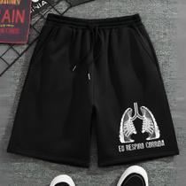 Short Moletinho Masculino Estampado Eu Respiro Corrida Exercicios Caminhada exercício funcional