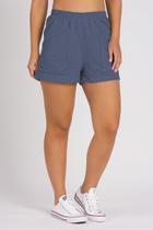 Short Moletom Bolso a Fio Mescla Marinho