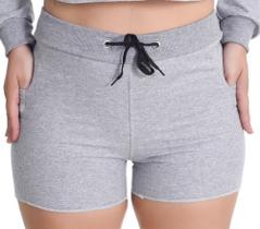 Short Moletom Curto Feminino Casual Liso