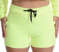 Short Moletom Curto Feminino Casual Liso