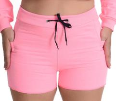 Short Moletom Curto Feminino Casual Liso