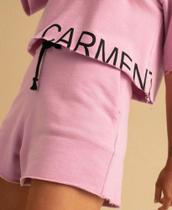 Short moleton carmenta rosa tamanho g