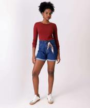 Short Mom Jeans Feminino Lenço-89537 Short Mom Jeans Feminino Lenço-89537