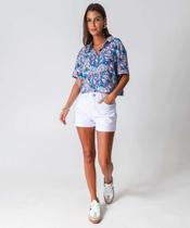 Short Mom Sarja Feminino Brilho Lurex Branco-21049