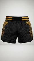 Short Muay Thai Dourado Unissex Curto Preto Short Muay Thai Dourado Unissex Curto Preto