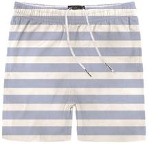 Short nylon listrado azul e branco kingejoe.