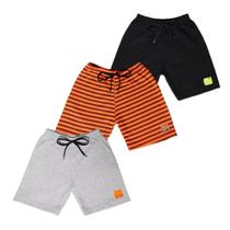 Short Ou Bermuda De Moletom Masculino Kit 3 Unidades Para Menino