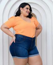 Short Plus Size Basico Jeans Feminino Com Lycra