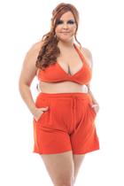 Short Plus Size Cintura Alta Laranja Paprika
