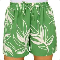 Short Plus Size Estampado Com Bolso Leve Tecido Duna