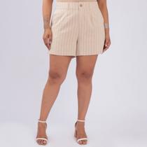 Short plus size linho alfaiataria listrado fem Short plus size linho alfaiataria listrado fem
