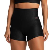 Short Poliamida Canelado Preto Massam Fitness