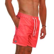 Short Praia Bermuda Mauricinho Salmao Neon