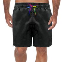 Short Praia Bermuda Verão Masculina Preto Cordão PRIDE LGBT