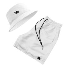 Short Praia + Chapeu Bucket Hat Masculino Branco e Preto