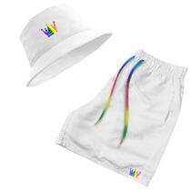 Short Praia + Chapeu Bucket Hat Masculino Com Cordao LGBT
