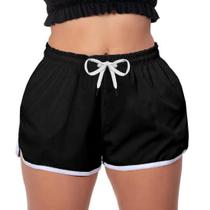 Short Praia Feminino Cor Preto Poliéster Soltinho