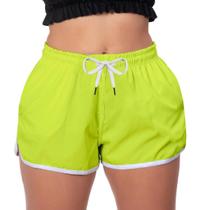 Short Praia Feminino Verde Neon Poliéster Soltinho Short Praia Feminino Verde Neon Poliéster Soltinho