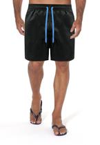 Short Praia Mauricinho Masculina Preta Com Cordão Neon Azul