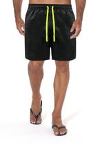 Short Praia Mauricinho Masculina Preta Com Cordão Neon Verde