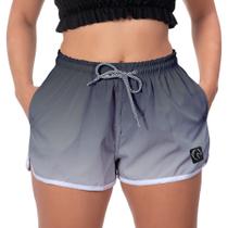 Short Praia Premium Feminino Preto Degradê Cinza Estampado Academia Fitness Caminhada Esporte Moda