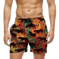 Short Praia Shorts Banho Bermuda Verão África Estilo Animais 1634 Short Praia Shorts Banho Bermuda Verão África Estilo Animais 1634