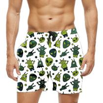 Short Praia Shorts Banho Bermuda Verão Aliens Cartoon Planeta 1773
