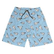 Short Praia Shorts Banho Bermuda Verão Avião Papel Cartoon 168
