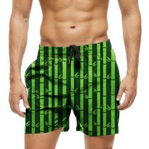 Short Praia Shorts Banho Bermuda Verão Bambu Cartoon Verde Green 1612 Short Praia Shorts Banho Bermuda Verão Bambu Cartoon Verde Green 1612