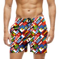Short Praia Shorts Banho Bermuda Verão Bandeira Países 1662 Short Praia Shorts Banho Bermuda Verão Bandeira Países 1662