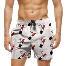 Short Praia Shorts Banho Bermuda Verão Batom Vermelho Love 926