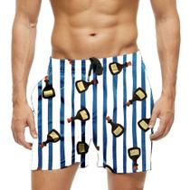 Short Praia Shorts Banho Bermuda Verão Bebida Rum Listras Blue 1447 Short Praia Shorts Banho Bermuda Verão Bebida Rum Listras Blue 1447