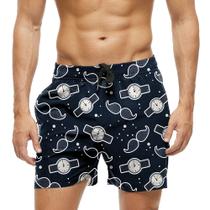 Short Praia Shorts Banho Bermuda Verão Bigode Relógio Paizão 1492