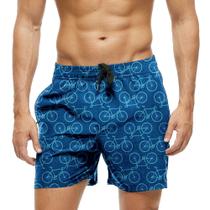 Short Praia Shorts Banho Bermuda Verão Bikes Azul Cartoon 1442