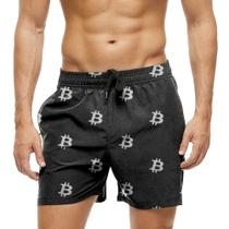 Short Praia Shorts Banho Bermuda Verão Bitcoin Símbolo White 407